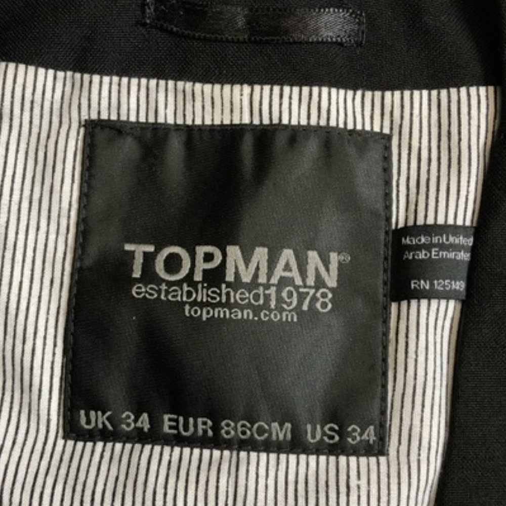 Topman Men's Classic Black Slim Adjustable Skinny Fit Tuxedo Suit Vest 34 - Picture 5 of 5